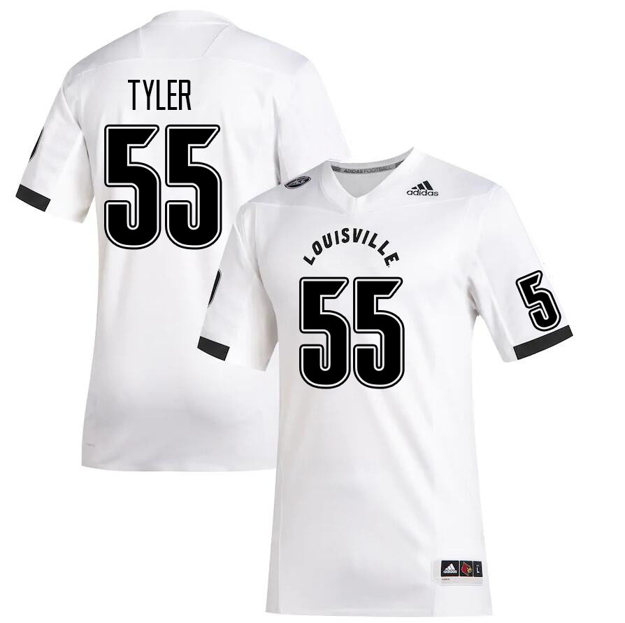Men #55 Willie Tyler Louisville Cardinals College Football Jerseys Stitched Sale-White - Click Image to Close